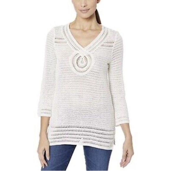 TOMMY BAHAMA Shimmer Sand Dollar Tunic Linen Cotton Blend | XS - Picture 1 of 12